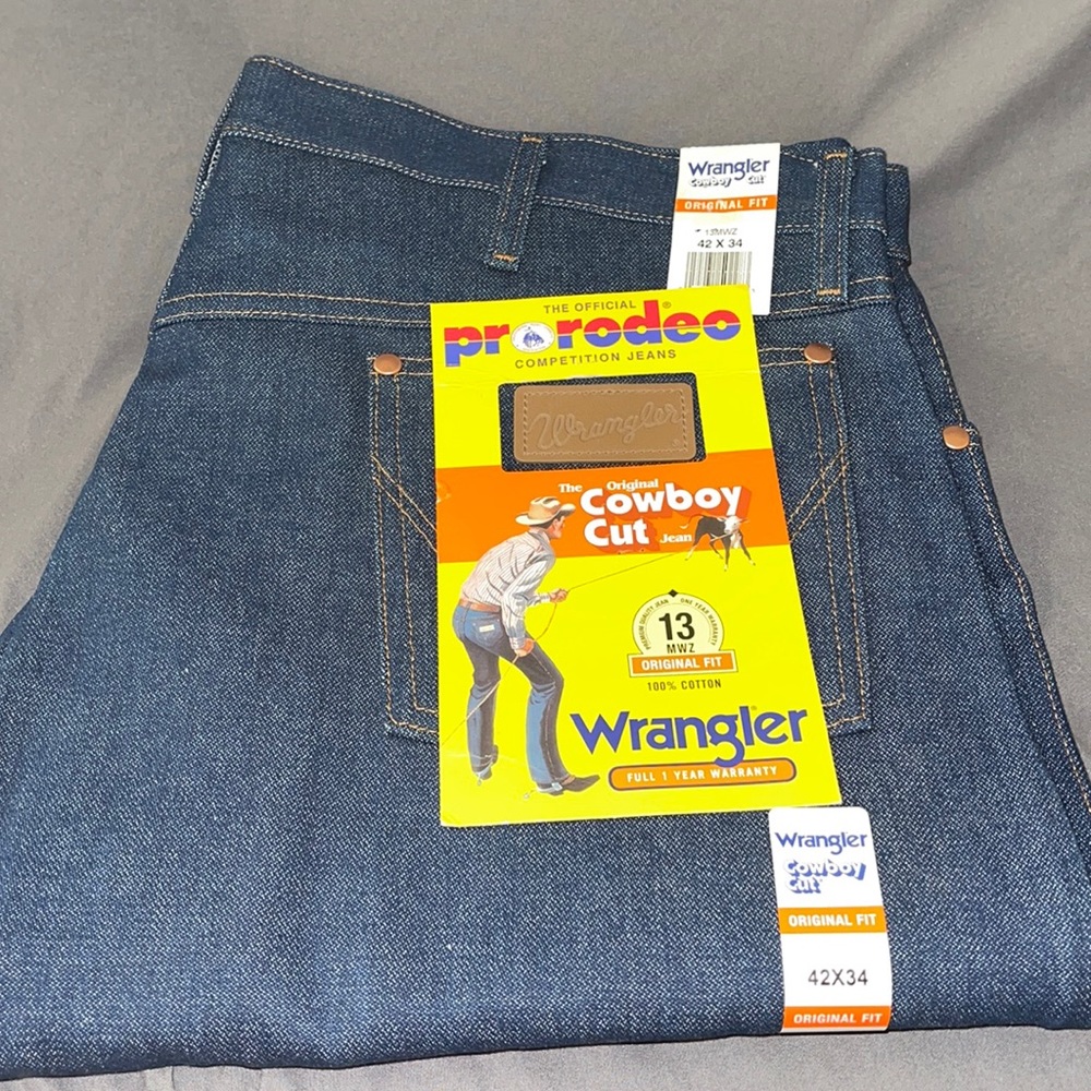 NEW WRANGLER Men's Blue Jeans 42 X 34 Cowboy Cut ProRodeo Original Fit 13MWZ
